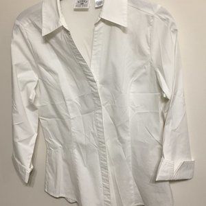 White 3/4 sleeve cuffed shirt